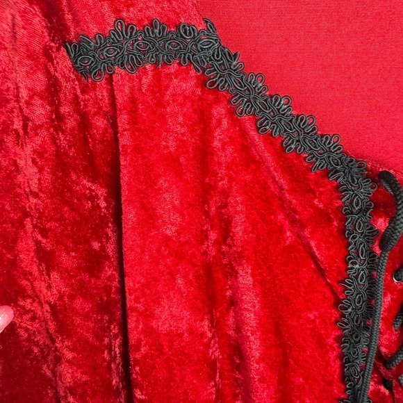 Lip Service Red Velvet Tunic Dress Womens Size 2X Vintage 90s Goth Vamp Ren Fest - Picture 11 of 16
